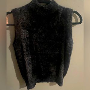 Rachel Zoe black faux fur vest